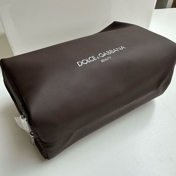 Dolce & Gabbana Beauty Cosmetic Toiletry Bag Brown Dual Zipper 2 Compartments - Picture 3 of 10